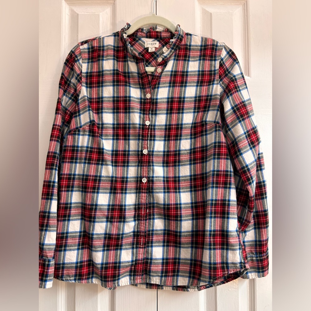 J.Crew women’s ruffled collar flannel